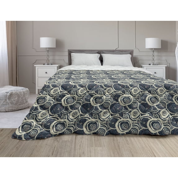 Grunge Down Alternative Comforter, Butterflies Pattern Checkered Backdrop Animal Spring Season Inspirations, Microfiber Quilt for All Season, 5 Sizes, Pale Blue Teal Grey, by Ambesonne