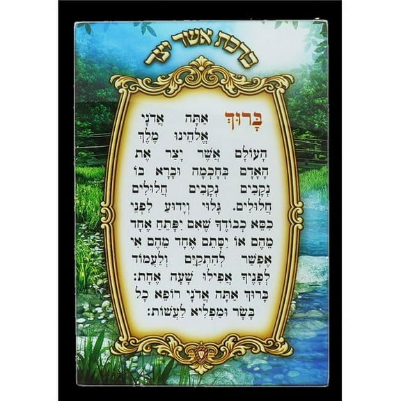 13.5 x 9.5 in. Asher Yatzar Glass Wall Hanging Plaque