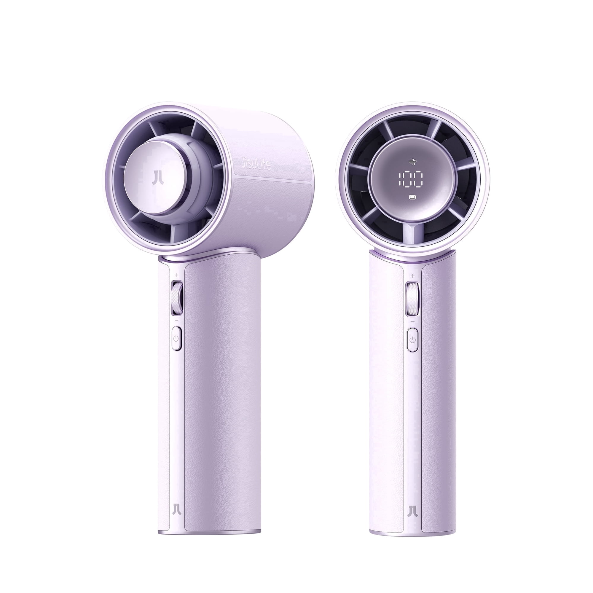 JISULIFE portable Fan Pro1 Mini, Chic PU Leather Design, 100-Speeds, LED Display, 30H Battery Life, Handheld & Desk Use, Concerts & Outdoor Essential, gifts for women (Purple)
