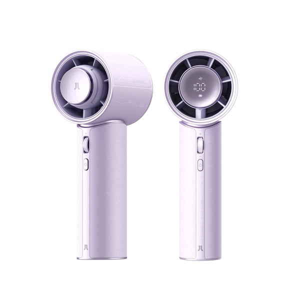 JISULIFE portable Fan Pro1 Mini, Chic PU Leather Design, 100-Speeds, LED Display, 30H Battery Life, Handheld & Desk Use, Concerts & Outdoor Essential, gifts for women (Purple)