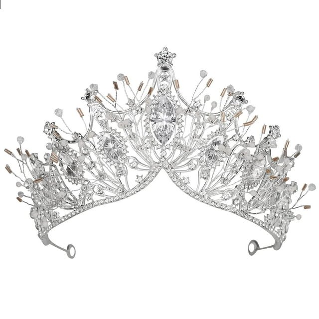 Yolmina Corona de Reina Barroca Corona de Boda y Tiara para Novia Hecha a Mano Princesa Cristal Rhinestone Diadema Tiaras para Mujer Accesorios para el Cabello de Hadas para Boda Fiesta de Halloween F