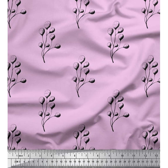 Soimoi Purple Cotton Duck Fabric Berries Fruit Printed Craft Fabric by the Yard 44 Inch Wide