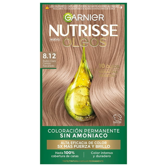 Tinte para cabello Nutrisse Oleos sin amoniaco 8.12 rubio claro platinado