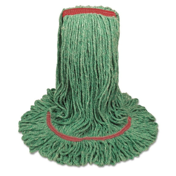 Narrowband Looped-End Mop Head, Premium Standard Head, Cotton/Rayon/Synthetic Fiber, Large, Green