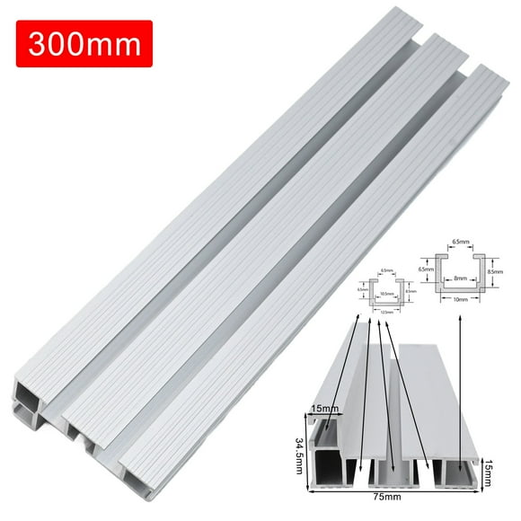 Aluminium Profile Fence 75 Type Miter Track T-Track Backer 300-500mm Sliding Brackets T-Slot for Table Saw Woodworking Workbench 300mm