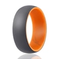 thumbnail image 2 of Anillo de bodas de silicona - Colección Duo estilo cúpula - Naranja-gris de ROQ para hombres - Anillo de 14 mm, 2 of 2