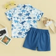 thumbnail image 3 of Bagilaanoe 2pcs Toddler Baby Boy Shorts Set Short Sleeve Shirt Tops + Shorts 12M 18M 24M 3T 4T 5T Kids Casual Summer Clothes, 3 of 7