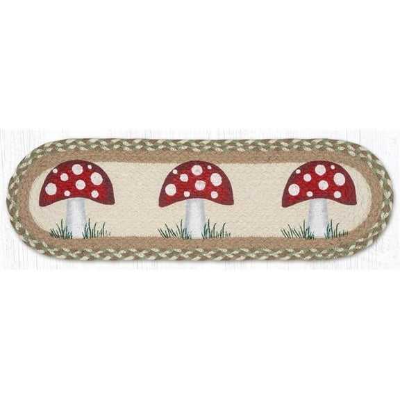 Earth Rug 49-ST660M 27 x 8.25 in. ST-OP-660 Mushroom Braided Oval Stair Tread Mat, Multi Color