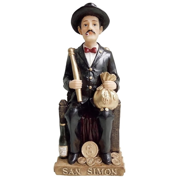 Saint Simon Statue 6 Inch - Guatemalan Folkloric Saint Figurine - Maximón, Hermano Simon - Decorative Collectible Resin Statue with Gift Box