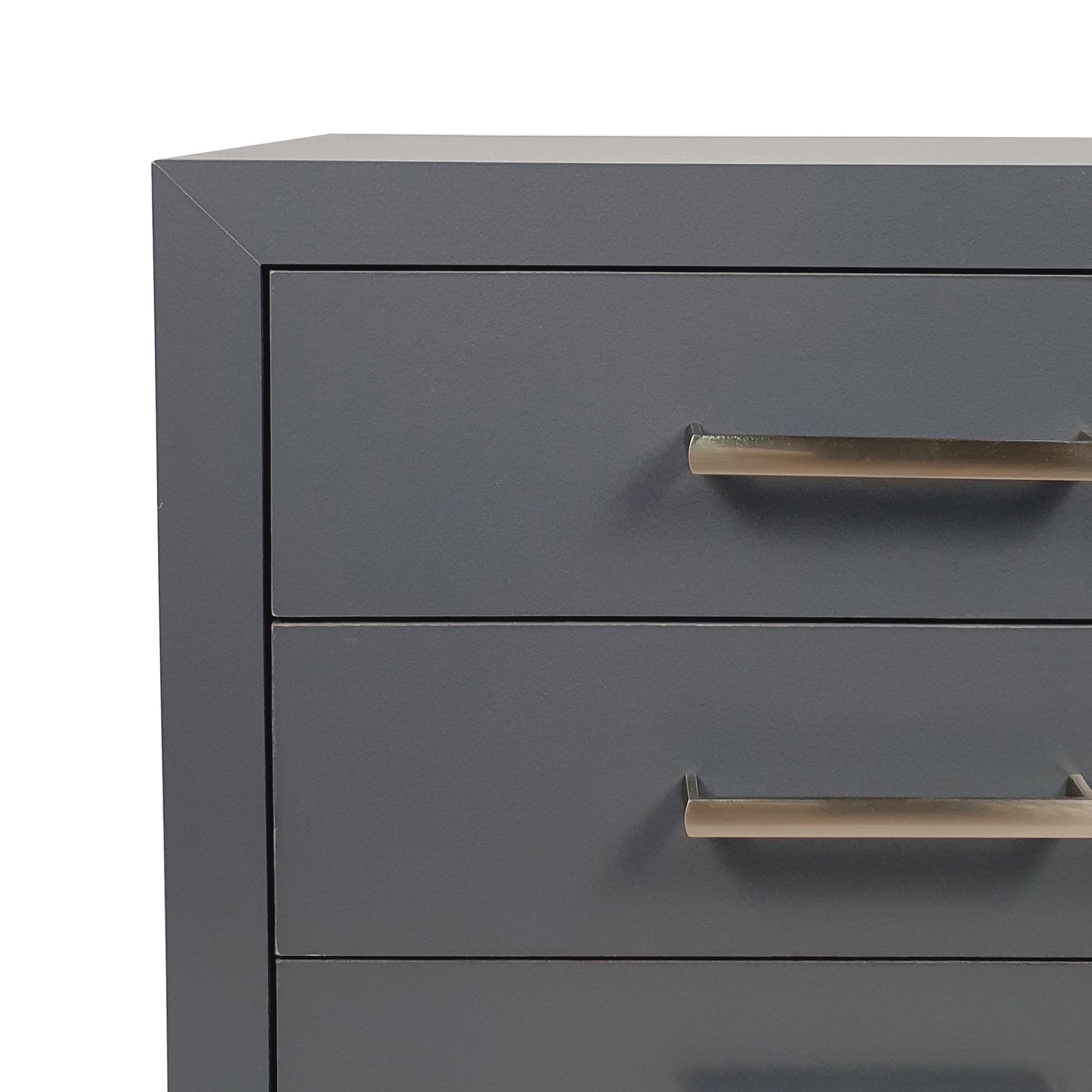 Noble House Cayuga Faux Wood 2 Piece Double Dresser and Nightstand Bedroom Set, Charcoal Gray and Black