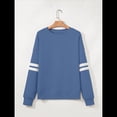 thumbnail image 4 of Sudadera Holgada A Rayas para Mujer (Otoño 2025), Cuello Redondo, Larga, Informal, con Bloques de Color Azul L, 4 of 8