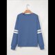 thumbnail image 4 of Sudadera Holgada A Rayas para Mujer (Otoño 2025), Cuello Redondo, Larga, Informal, con Bloques de Color Azul M, 4 of 8