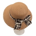 thumbnail image 1 of Trendy Classic Bucket Hat Sunshade Beach Woven Panama Hat Female Sun Hat Straw Hat Korean Style Cap British style COFFEE, 1 of 8