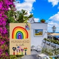 thumbnail image 3 of Welcome Butterfly Rainbow Garden Flags ,In This House We Believe Flag Love is Love Small Garden Banner Lesbian Bisexuals Pride LGBT Double Sided Home Outside Yard Decoration flag 12×18 inch, 3 of 6