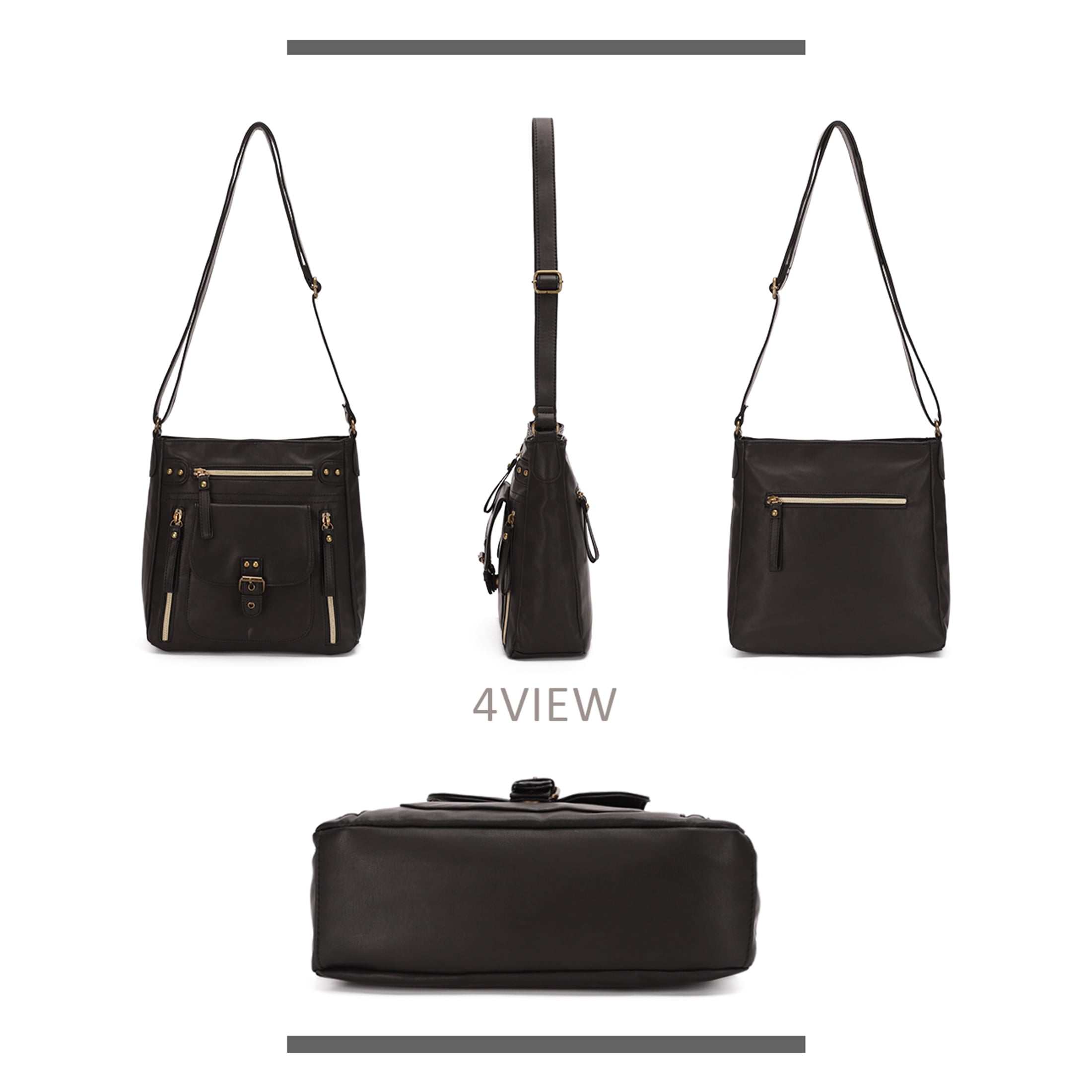 KL928 Women Medium Leather Crossbody Purses and Handbags with Multi Pockets Clearance