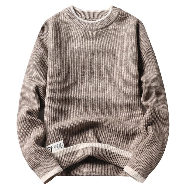 Gibobby Suéter hombre Suéter de cuello redondo para hombre(Café,Extra Grande)