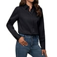 thumbnail image 4 of Siliteelon Women's Black Button Down Dress Shirts Cotton Long Sleeve Blouse Classic Fit Work Business Casual Tops, 4 of 7