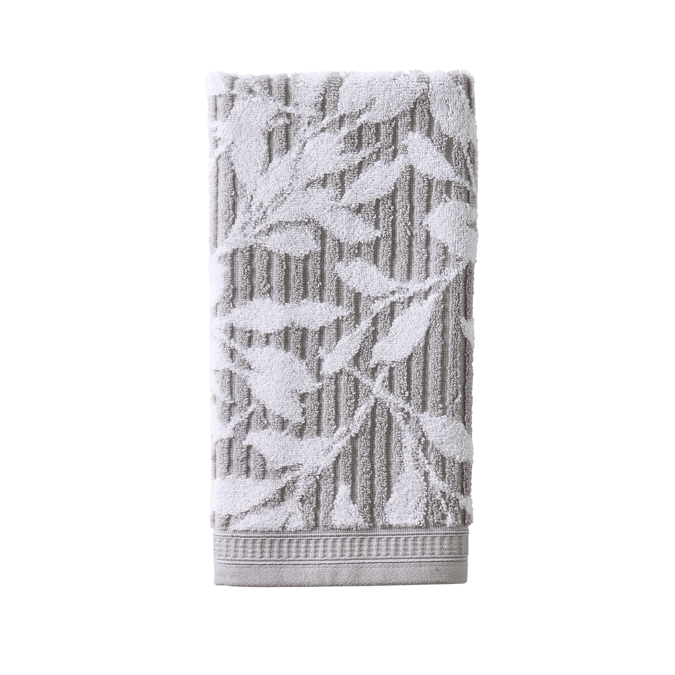 Better Homes & Gardens Signature Soft Floral 6 Piece Towel Set,Soft Silver/Arctic White