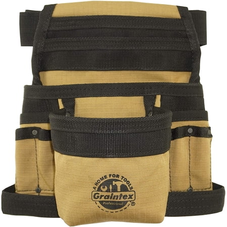 UPC: 0819972024255 | GRAINTEX CS2425 10-Pocket Finisher Tool Pouch Khaki Color Rip-stop Canvas with 2? Webbing Belt for Constructors  Electricians  Plumbers  Handymen