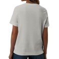 thumbnail image 3 of Itsame Women's T-shirt, Short Sleeve Solid Color Button-up V Neck Casual Summer Tops White, 3 of 5
