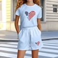 thumbnail image 2 of SELONE Girls Short Sets Two Piece 4th of July Big Kids Outfits Short Sleeve Tops Red White and Blue Clothing, 2 of 5