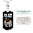 thumbnail image 2 of The Man The Legend Stainless Steel or 18k Gold Premium Swivel Dog Tag Keychain, 2 of 10