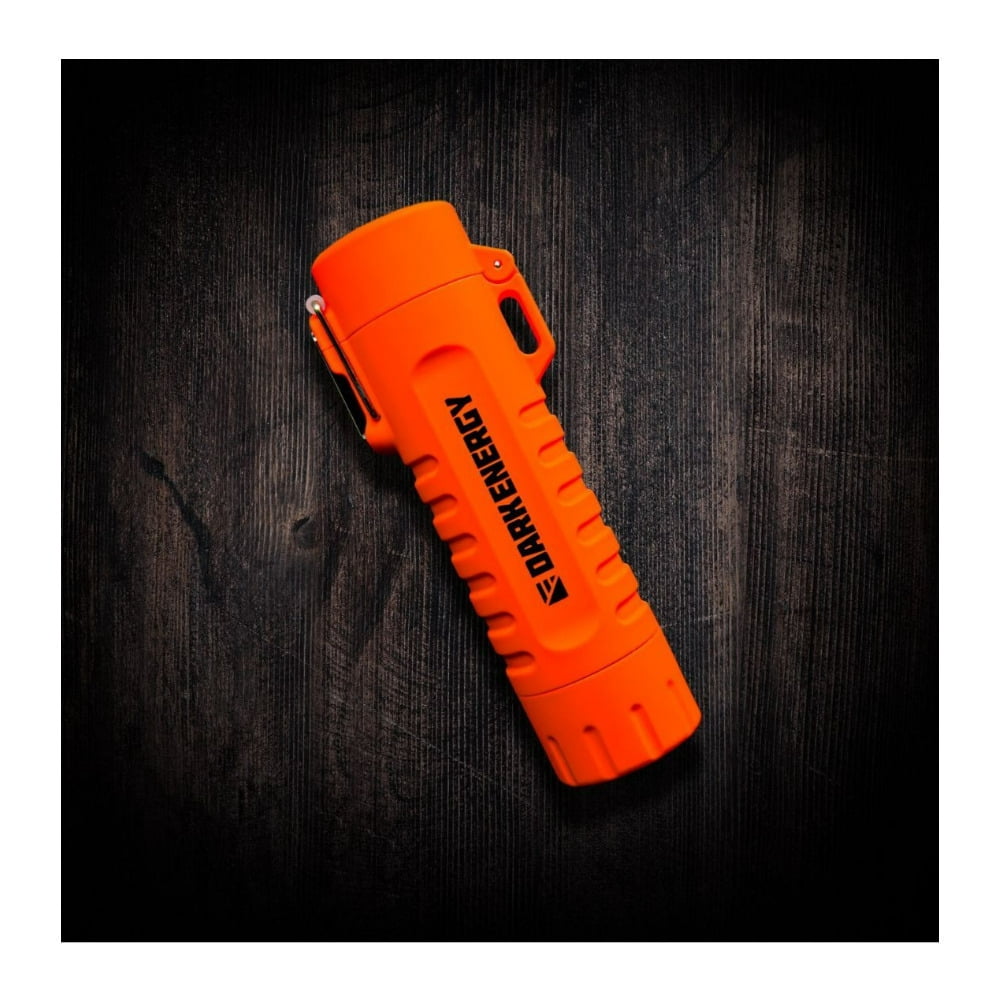 Dark Energy Plasma Lighter with Dual-Arc Emitter and 120 Lumen Light and Strobe Flashlight (Hi-Vis Orange)