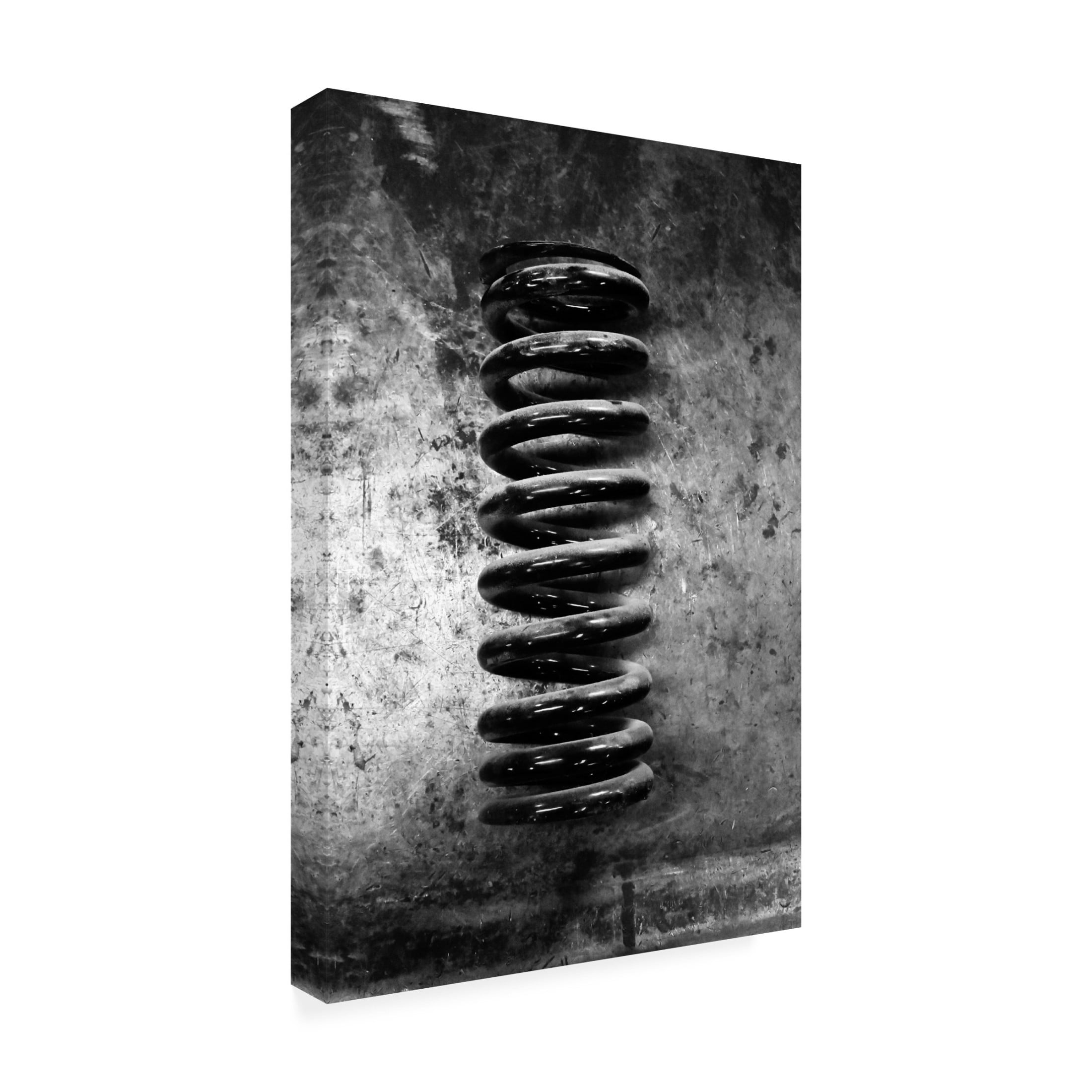 Canvas Wall Art - Clive Branson 'Black Car Suspension Spring' Wall Art for Living Room, Bedroom, or Office Décor by Trademark Fine Art - 16 x 24 Inches