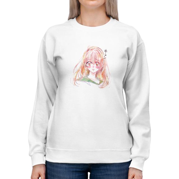 Manga Schoolgirl Kyun? Sweatshirt Women -Image by Shutterstock, Female 4X-Large