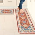 thumbnail image 6 of Red Boho Kitchen Rugs and Mats Set of 2, 17"x47"+17"x30" Non-Slip Machine Washable Runner Rugs for Kitchen Floor, Soft Kitchen Mat Set for Home,Laundry Room,Floral Pattern, 6 of 7