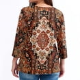 thumbnail image 3 of Women's V Neck 3/4 Sleeve Tunic Tops for Leggings Casual Dressy T-Shirts Blouses Light Brown 2XL, 3 of 4