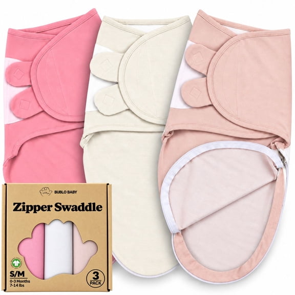 3-Pack Organic Cotton Zipper Swaddle for Newborn Baby Boys & Girls – Soft Breathable Swaddle Sleep Sack with 2-Way Zipper, Secure Fit for 0–3 Months
