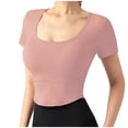 thumbnail image 2 of Fesfesfes Women's Fiting Tops Summer Round-Neck Short Sleeve Sexy Blouse Yoga Tops Integrated Tight Fitting With Chest Pad Corp Tops Fitness Tops 10(XL), 2 of 7