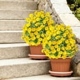 thumbnail image 5 of QAZbgdl Artificial Daisy & Lavender Ground Flowers | Outdoor Decorative Potted Fake Chrysanthemum Bouquet | Yellow Plastic | 55cm Tall | 1-Pack, 5 of 9