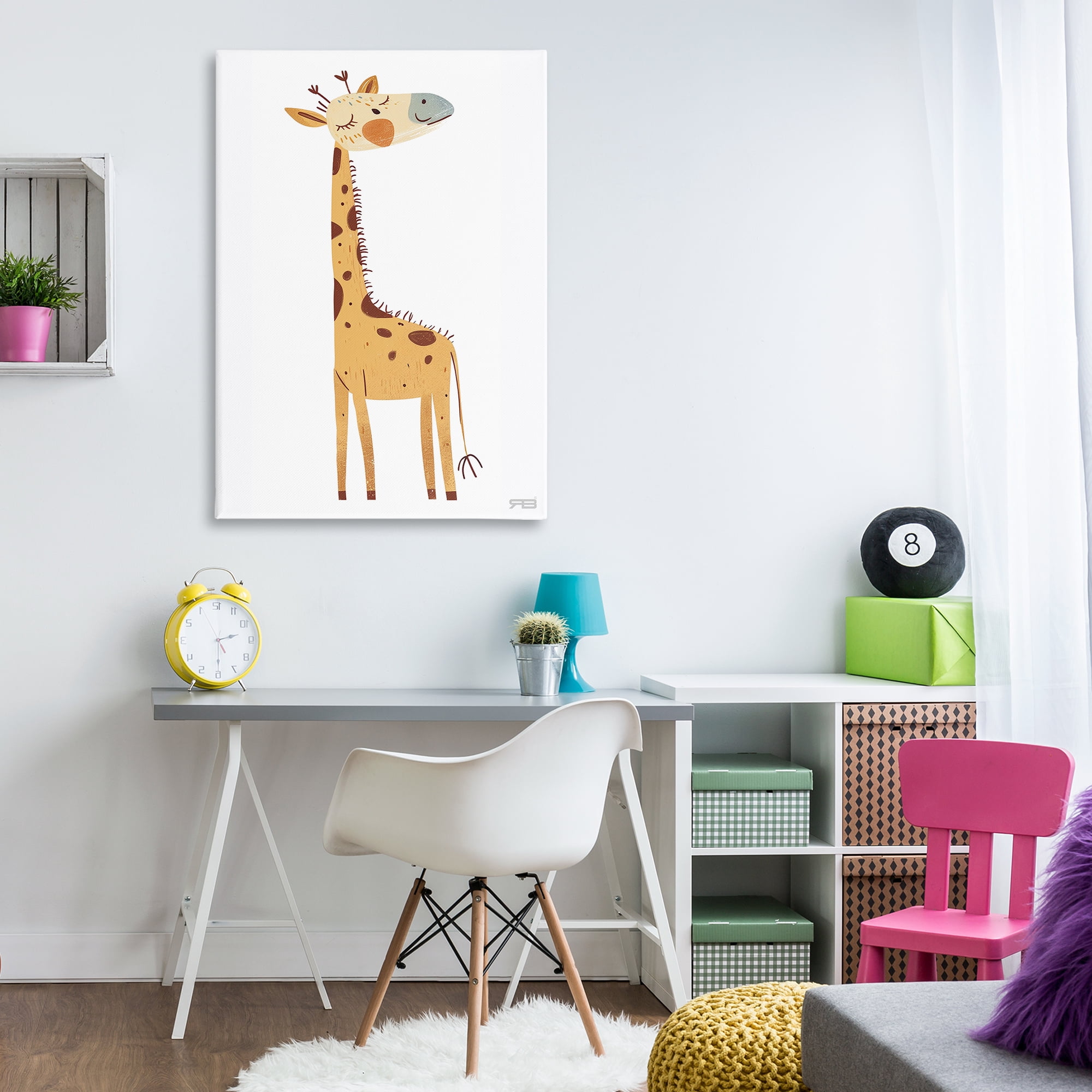 Stupell Industries Happy Giraffe Winking Animals & Insects Painting Gallery Wrapped Canvas Art Print Wall Art, 30 x 45