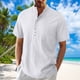 thumbnail image 2 of Mens Casual Manga Corta Botón Abajo Camisas, Verano Color Sólido, Cuello de Soporte Bolsillo Camisa Turndown, 2 of 9