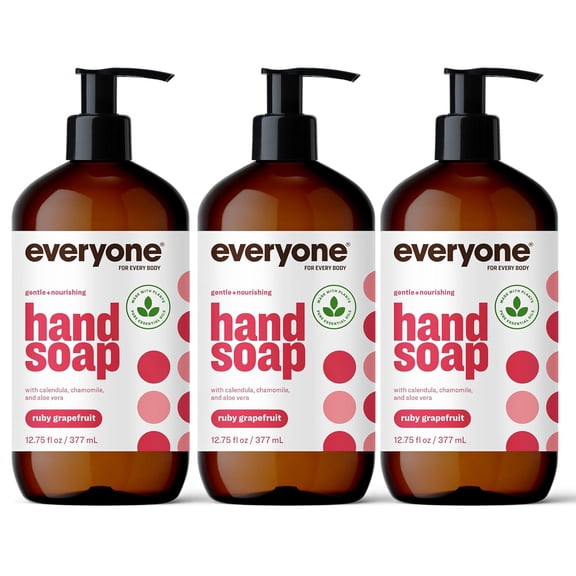 Everyone Liquid Hand Soap, 12.75 Ounce (Pack of 3), Ruby Grapefruit, made with Essential Oils for kitchen and bathroom