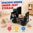 thumbnail image 5 of JoyStone Toddler Police Ride-On Car, Foot-to-Floor Push Car with Music & Sound Effects, Under Seat Storage, Indoor Outdoor Riding Toy for Kids, Black, 5 of 10