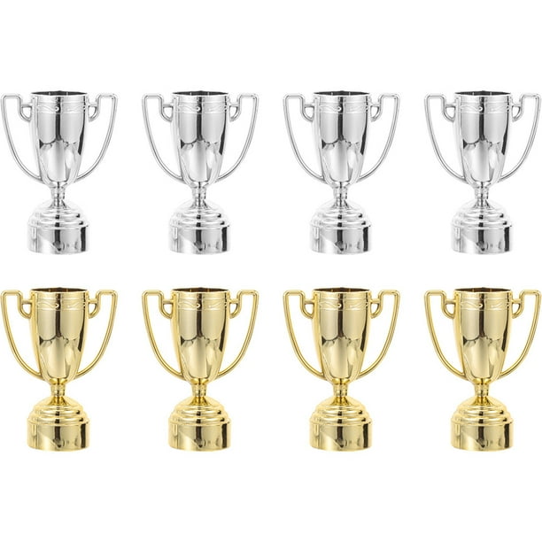 KAKOWELY 8 piezas de trofeos deportivos de plástico para niños, premios ganadores, copas de trofeo para fiesta de fútbol