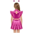 thumbnail image 5 of iiniim Girls 3 Pcs Alien Metallic Outfit Tops With A Line Skirt And Hair Hoop Set Rhinestones Hot Pink 12, 5 of 7