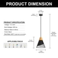 thumbnail image 5 of YANSUN Farmhouse Pendant Light with Wood & Metal Shade, Adjustable Height Matte Black Hanging Lamp for Kitchen Island Dining Room, 5 of 8