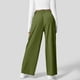 thumbnail image 5 of Pantalones de vestir de cintura alta y pierna ancha para mujer: cintura elástica, algodón y lino, bolsillos; pantalones informales de oficina., 5 of 7