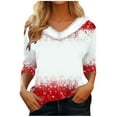 thumbnail image 2 of Lroveb Christmas Shirts for Women Holiday Tops Long Sleeve Faux V Neck T Shirt Xmas Tree Snowflakes Graphic Top Loose Blouse Graphic T Shirts, 2 of 4