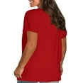 thumbnail image 4 of Charella Rayon Plus Size T Shirts for Women Summer Casual, Ladies Casual Crew Neck Solid Short Sleeve T Shirts (3X-Large, Red), 4 of 4