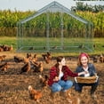 thumbnail image 5 of 10 x 10 ft Large Metal Chicken Coop Walk-In Poultry Cage with Waterproof Cover, Galvanized Steel Frame Hexagonal Wire Mesh Secure Lockable Door for Outdoor Backyard Farm Garden, 120 x 120 x 79 inch, 5 of 11