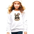 thumbnail image 5 of Ink Printed NOT a Chenille Patch Camo Bow Easter Bunny Pullover for Girls White Sweatshirt Youth Small, 5 of 8