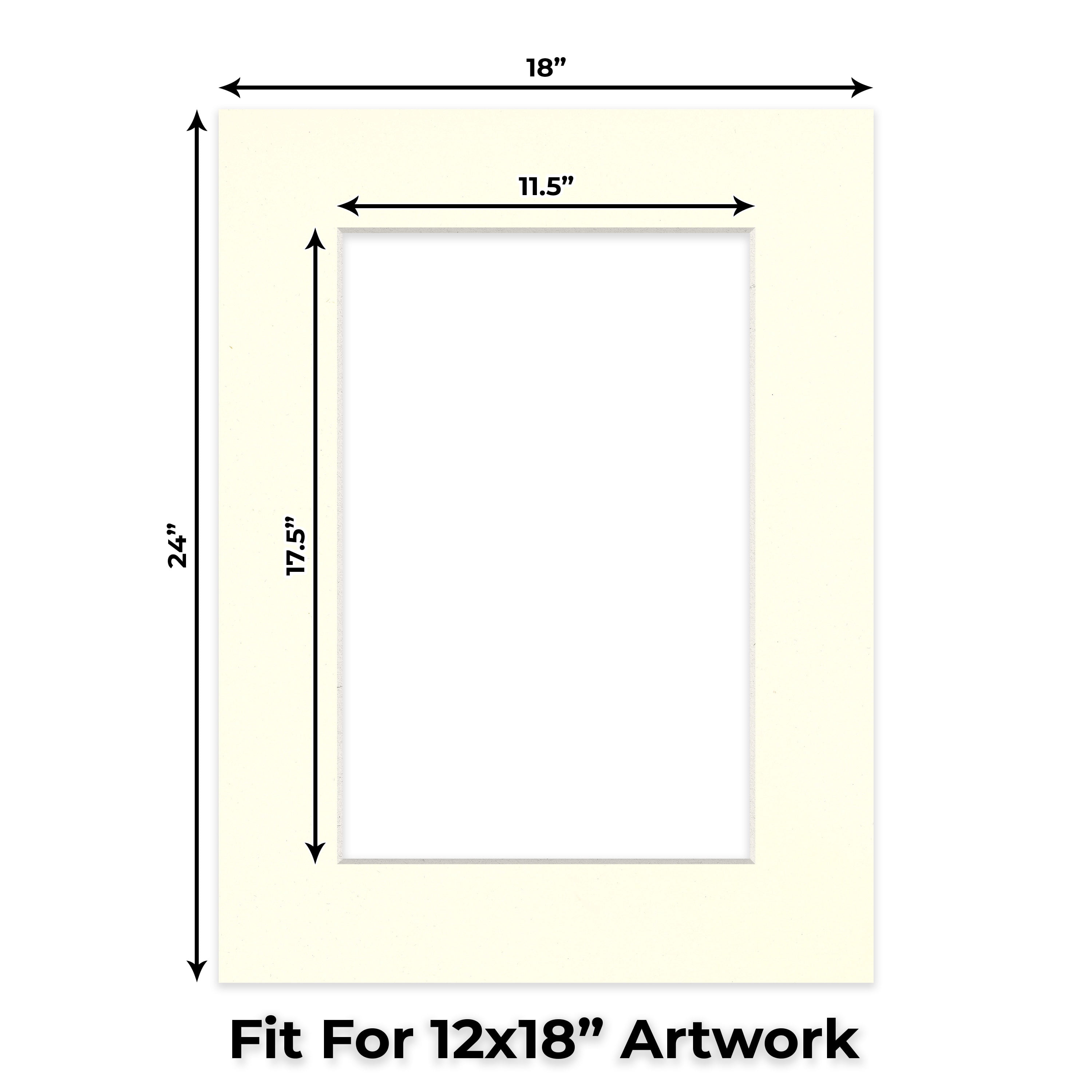 Cream Linen Picture Frame Mat for 18x24 Frames - Fits 12x18 Photos - 50 Mats