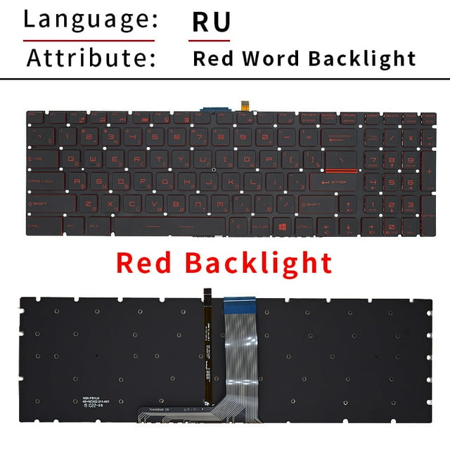 Clavier d'Ordinateur Portable Russe avec Rétroéclairage pour Msi GS60 GT72 GE62 GL62 GL72 CX62 WS70 GS70 GV62 MS-16J5 MS-1796 MS-1799 MS-16J9 RU Rétroéclairé Rouge
