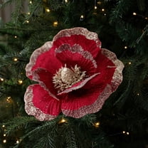 Christmas Tree Ornaments Artificial Flowers Xmas Tree Ornaments 7" Wide for Xmas Tree Flowers Holiday Seasonal Wedding Decorations