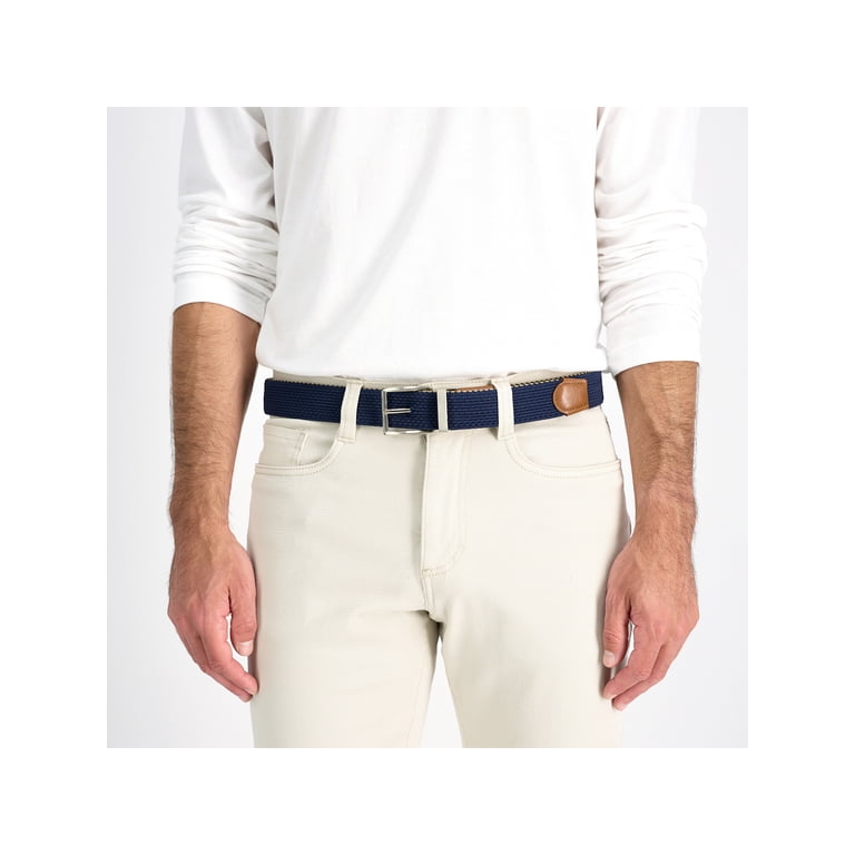 Chaps Men's Reversible Stretch Web Fabric Belt, Navy/Khaki photo 6